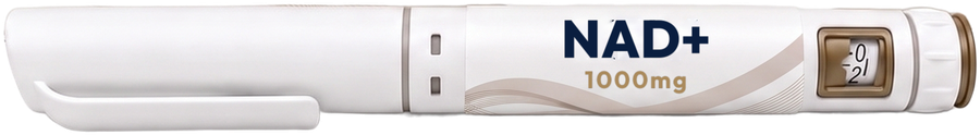NAD+ 1000mg pre-filled pen, name and dose printed on the label