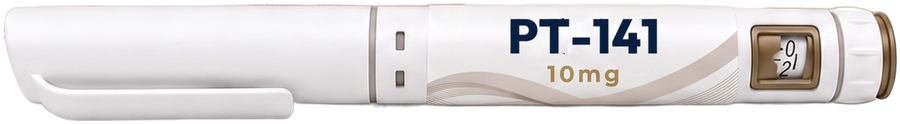 PT-141 10mg pre-filled pen, name and dose printed on the label